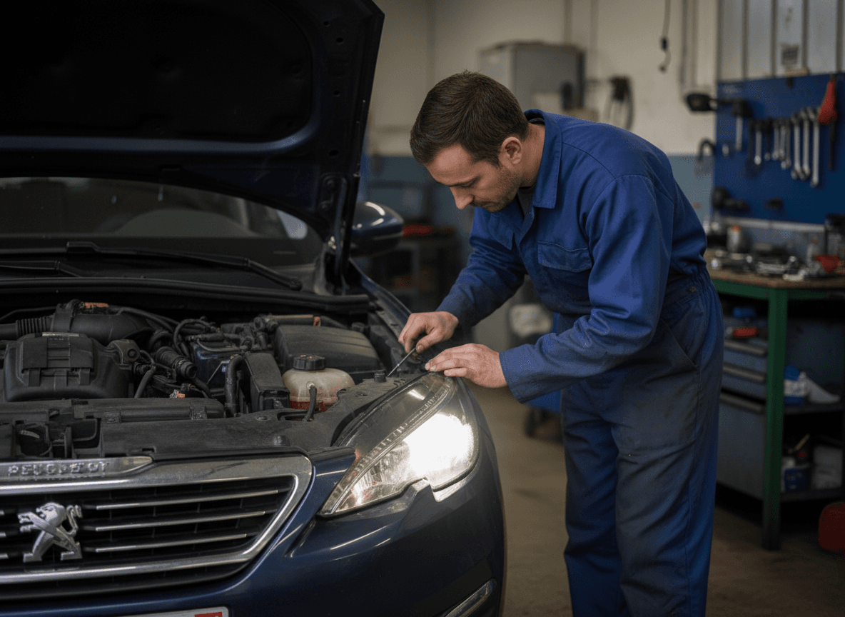 Remplacement et réglage de phare sur un véhicule dans l'atelier
